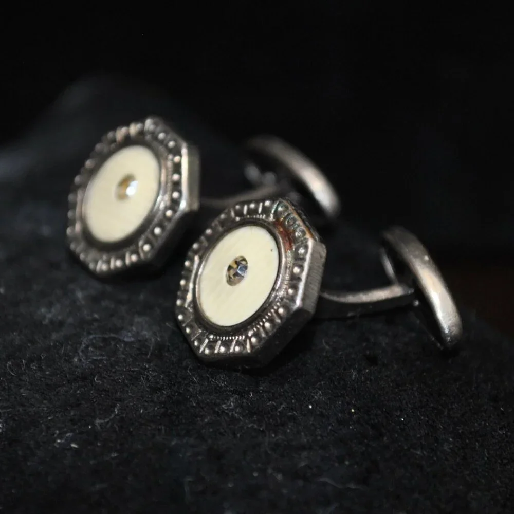Antique/Vintage Art Deco Celluloid Octagon-shaped Cufflinks